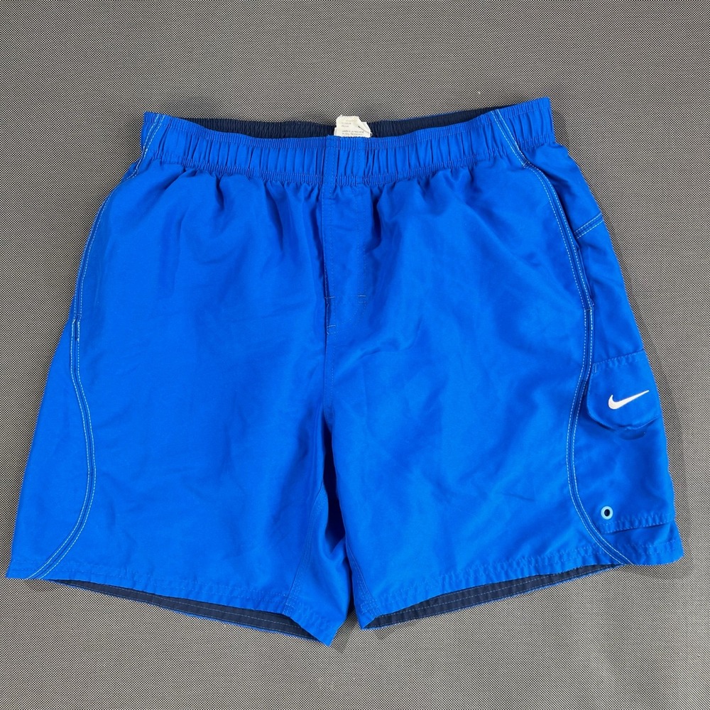 Nike Mens Blue Swim Trunks Mesh Lined Cargo Pocket Shorts RN37966 Size M